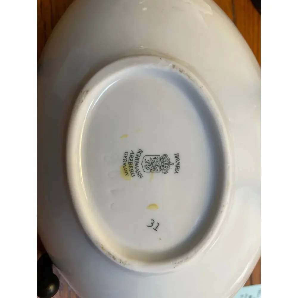 Vintage Schumann Arzberg Bavaria 10” Floral Serving Bowl Gold Trim Germany